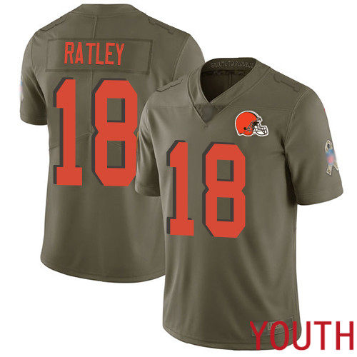 Cleveland Browns Damion Ratley Youth Olive Limited Jersey #18 NFL Football 2017 Salute To Service->youth nfl jersey->Youth Jersey